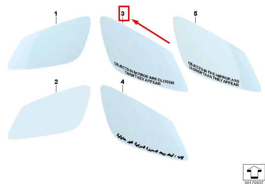 NEW BMW 7 F01, F02 FRONT RIGHT DOOR MIRROR GLASS 7251586 51167251586 ORIGINAL