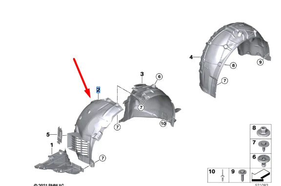 NEW BMW M4 G82 FRONT LEFT WHEEL HOUSING LINER FRONT PART 51718070503 ORIGINAL
