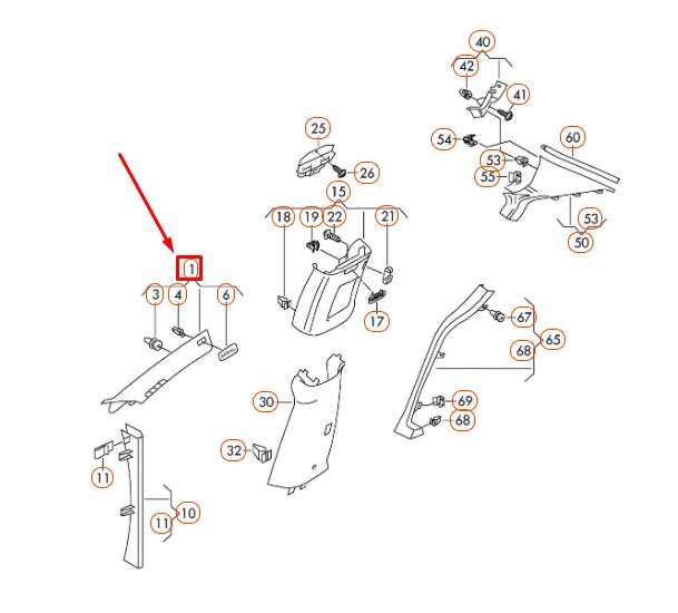 NEW VOLKSWAGEN CC UPPER LEFT A PILLAR TRIM 3C8867233C6K8 ORIGINAL
