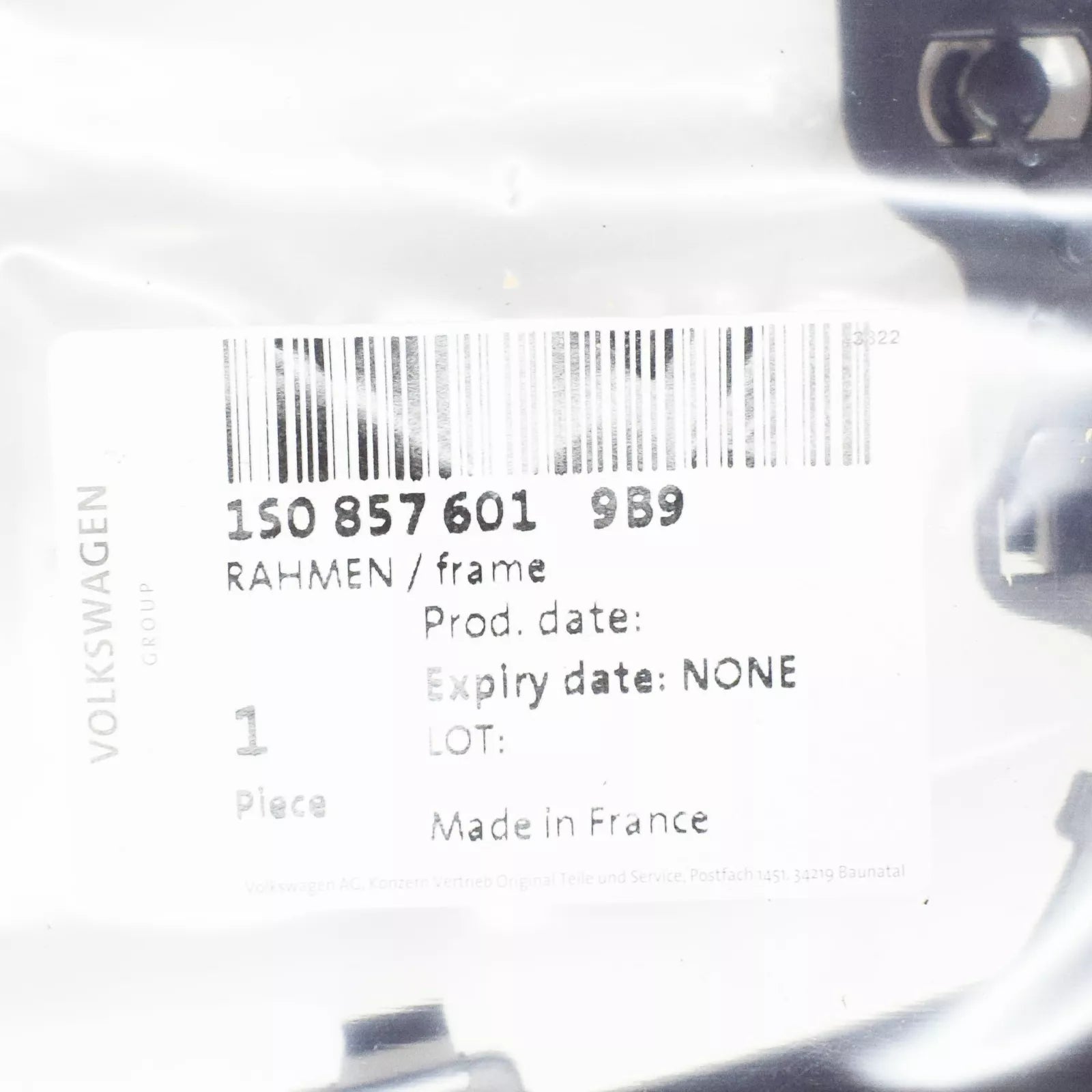 NEW VOLKSWAGEN UP FRONT LEFT DOOR MIRROR INNER TRIM 1S08576019B9 ORIGINAL