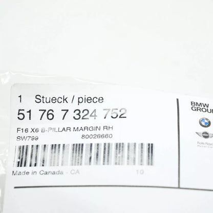 NEW BMW X6 F16 F86 RIGHT BOTTOM B-COLUMN SEALING 51767324752 ORIGINAL