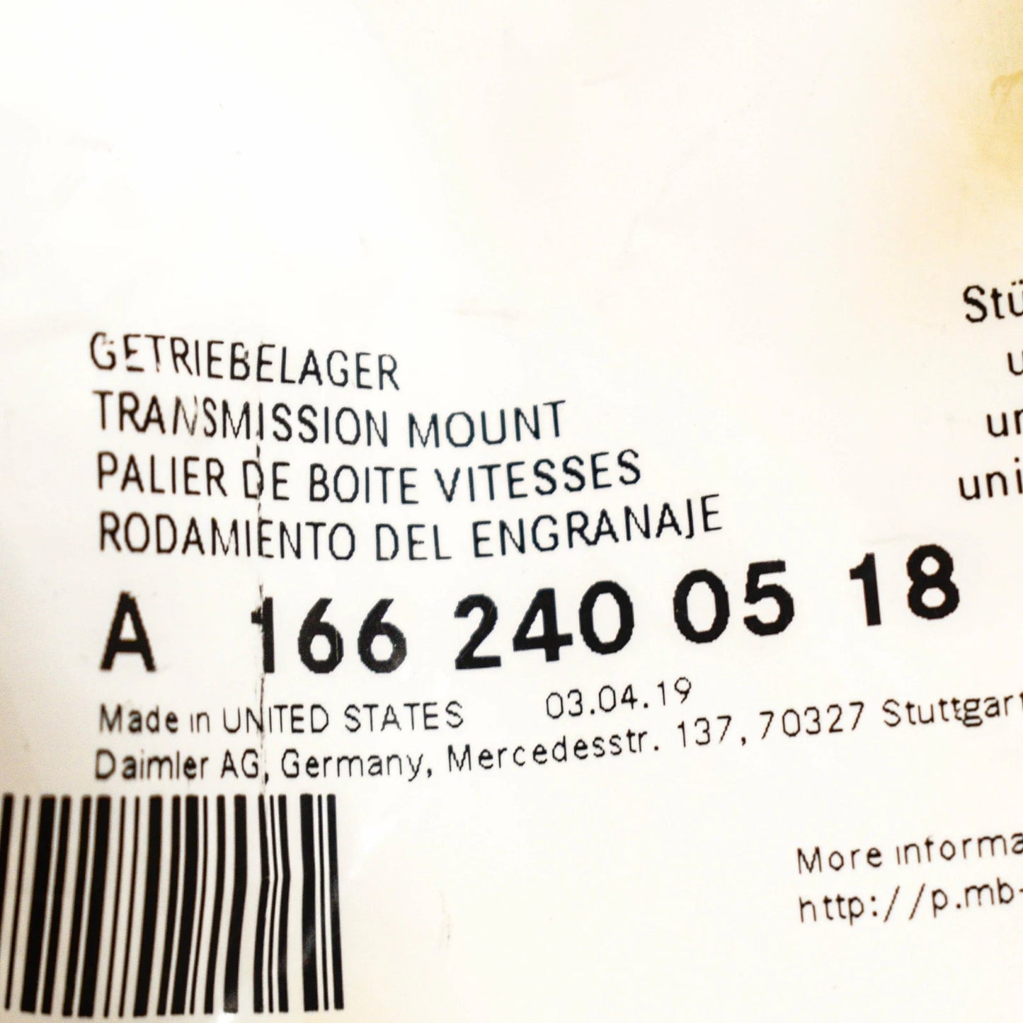 NEW MERCEDES-BENZ GL X164 TRANSMISSION MOUNT A1662400518 1662400518 ORIGINAL
