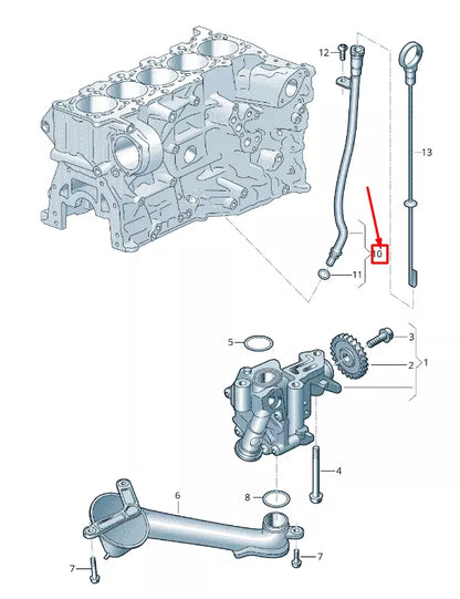 NEW AUDI RS3 ENGINE OIL DIPSTICK TUBE 07K115610C ORIGINAL