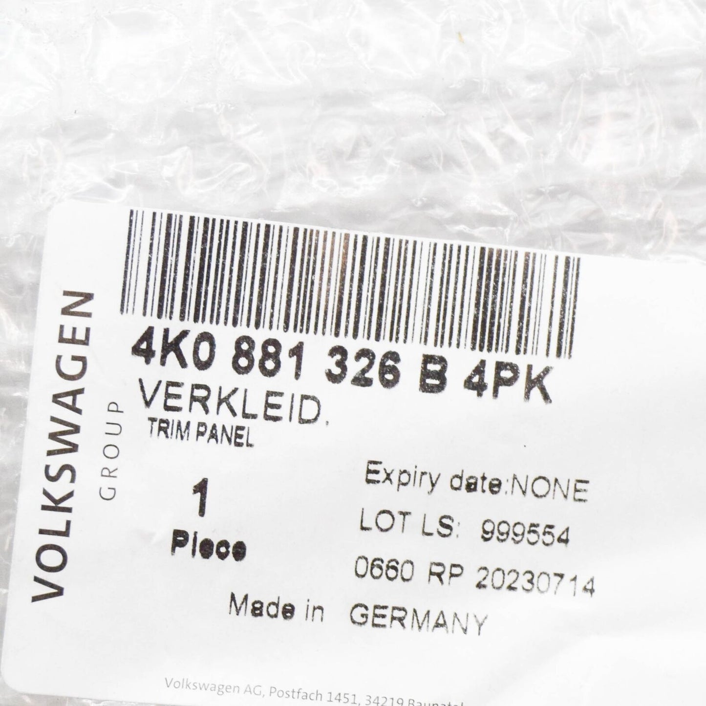 NEW AUDI Q3 F3 FRONT RIGHT SEAT FRAME TRIM 4K0881326B4PK ORIGINAL