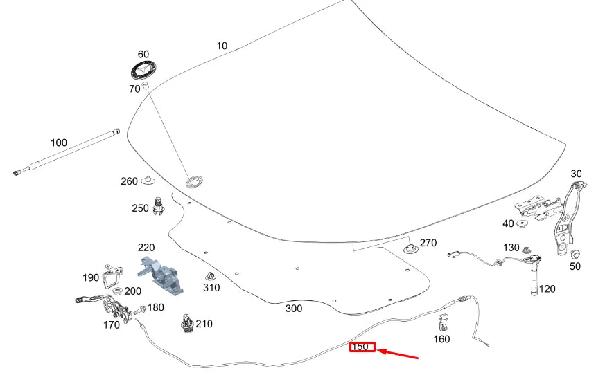 NEW MERCEDES-BENZ GLB X247 FRONT HOOD RELEASE CABLE LHD A1778803200 ORIGINAL