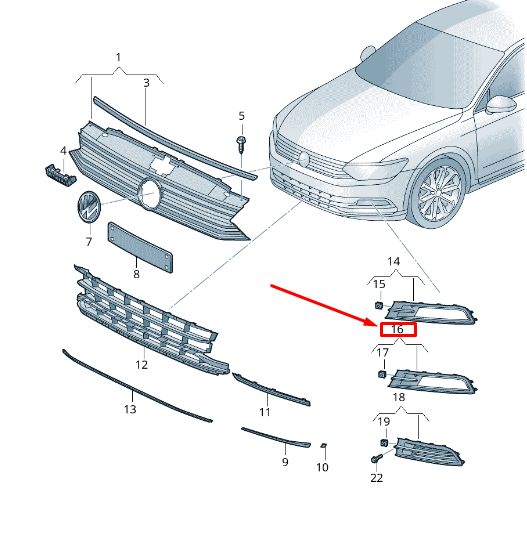new vw passat b8 3g front left bumper vent grille 3g08536659b9 original