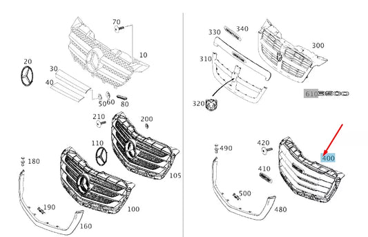 NEW MERCEDES-BENZ SPRINTER W906 RADIATOR GRILLE A90688009859051 ORIGINAL