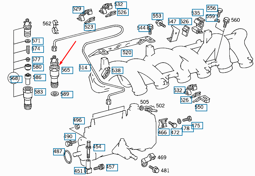 NEW MB 190 W201 FUEL INJECTOR A0030172921 2.5 DIESEL ORIGINAL