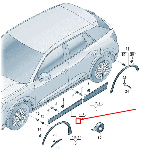 NEW AUDI Q2 GA FRONT RIGHT DOOR COVER 81A853960BGRU