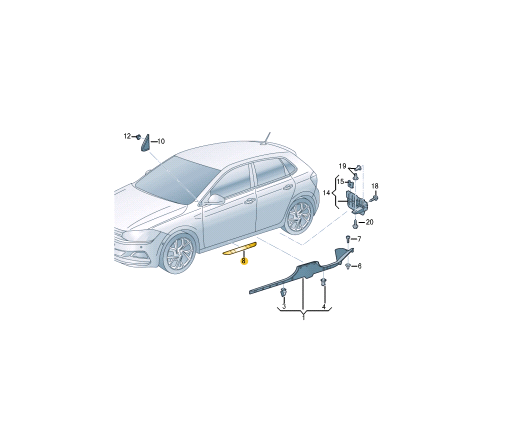 new volkswgen polo aw front sill strip trim 2g485353711n original