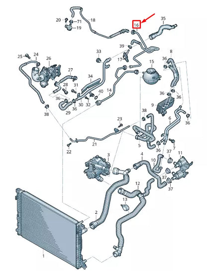 NEW AUDI Q5 FY ENGINE COOLANT BYPASS HOSE 80A121081DH ORIGINAL