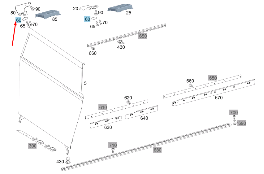 NEW MB VITO W447 LEFT LOAD PROTECTION NET BRACKET A63986807147H52 ORIGINAL