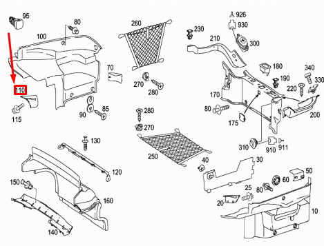 NEW MB SL R230 LUGGAGE COMPARTMENT TRIM RIGHT COVER A23069308179C75 ORIGINAL