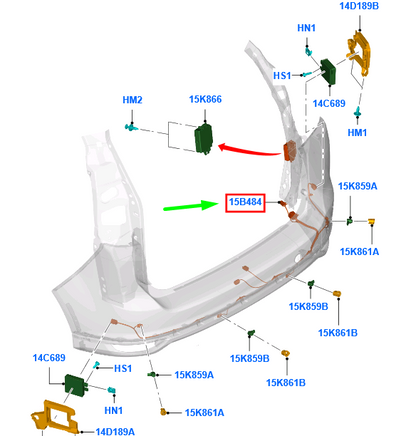 new ford grand c-max mk2 rear parking aid wiring 1706717 av6t-15k868-aad