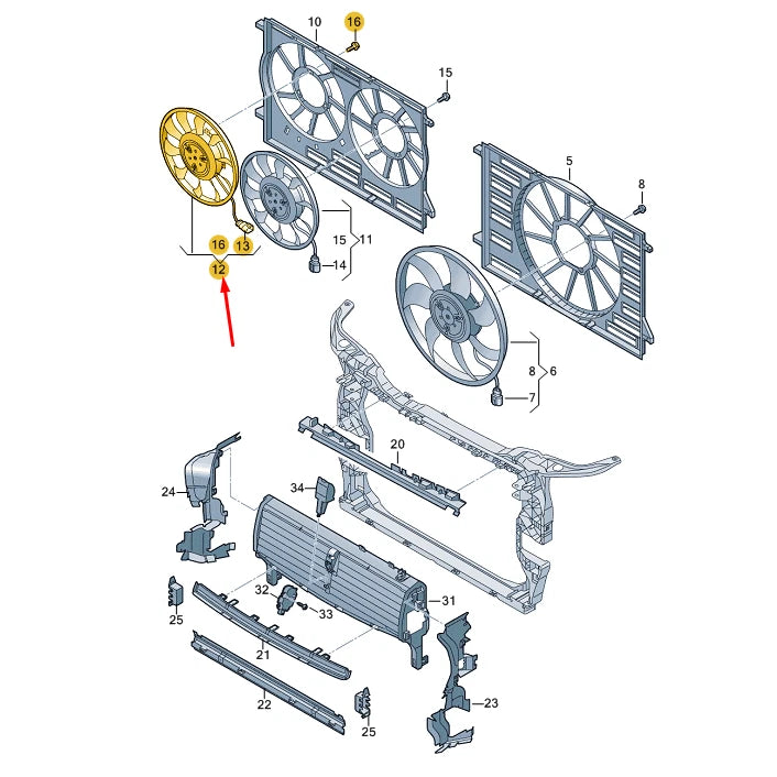 NEW AUDI Q5 FY RIGHT RADIATOR FAN WITH CONTROL UNIT 80A959455F ORIGINAL