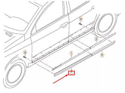 NEW VOLKSWAGEN PASSAT B6 FRONT LEFT DOOR LOWER MOLDING 3C0854939A9B9 ORIGINAL