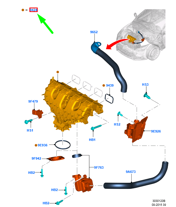 new ford focus mk3 c346 inlet manifold dm5e-9424-cb 5235220 original