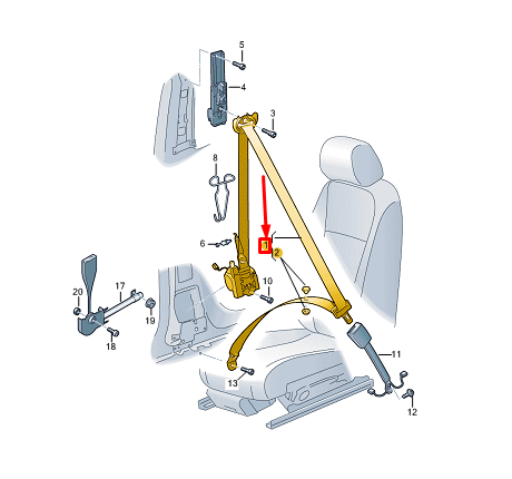 new listingvw golf cd mk8 front right seatbelt 5h1857706nraa original