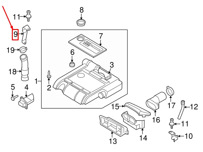 NEW AUDI A3 SPORTBACK 8P RIGHT ENGINE COVER BRACKET 06F133344C ORIGINAL