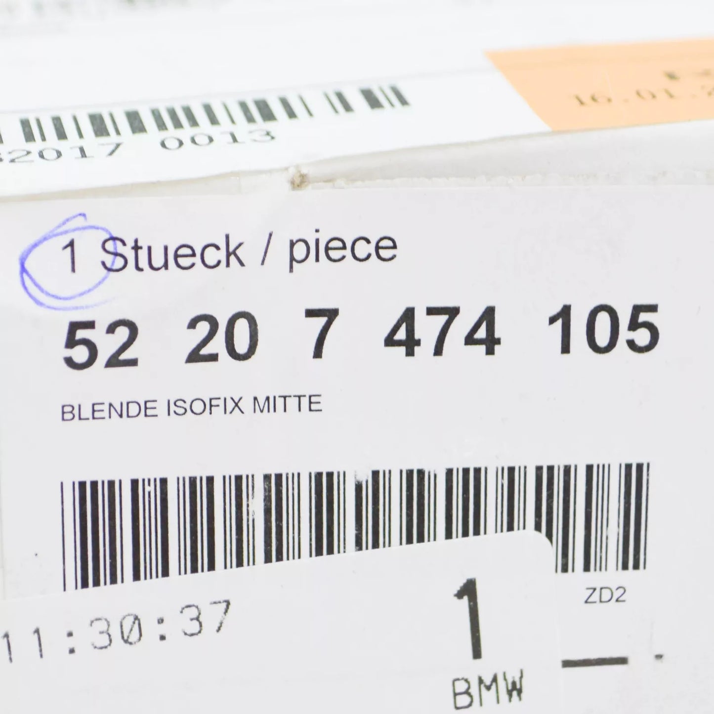 NEW BMW X3 G01 INTERIOR SEAT ISOFIX CENTER COVER 7474105 52207474105 ORIGINAL