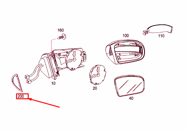 NEW MERCEDES-BENZ S W220 FRONT DOOR MIRROR SEAL RIGHT A2208110298 ORIGINAL