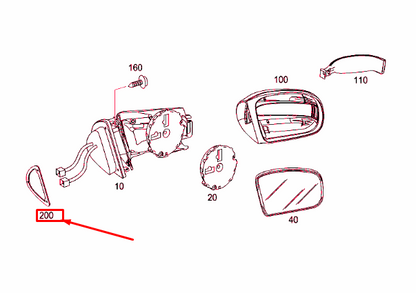 NEW MERCEDES-BENZ S W220 FRONT DOOR MIRROR SEAL RIGHT A2208110298 ORIGINAL