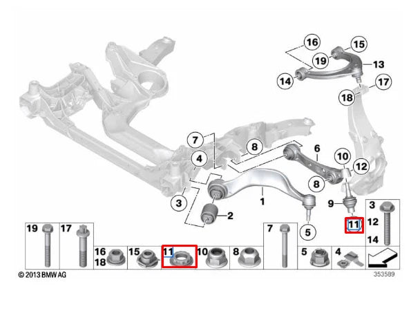 NEW BMW 5 GRAN TURISMO F07 FRONT AXLE WISHBONE NUT 31106780613 ORIGINAL