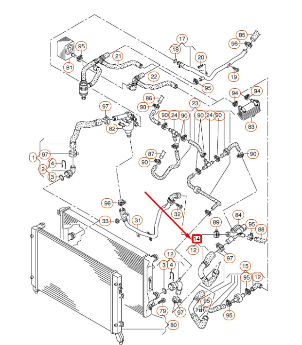 NEW VOLKSWAGEN PASSAT B8 RADIATOR COOLANT HOSE 5C0122101AC