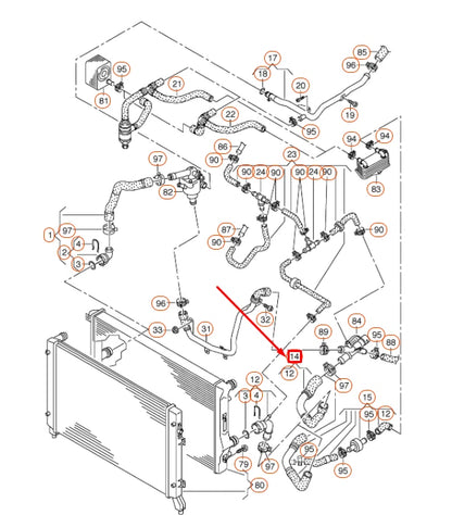 NEW VOLKSWAGEN PASSAT B8 RADIATOR COOLANT HOSE 5C0122101AC