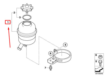 NEW BMW 5 E60 POWER STEERING RESERVOIR 2228855 32412228855 ORIGINAL