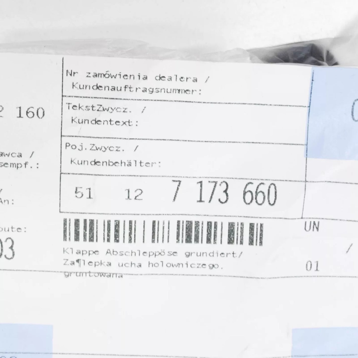 NEW BMW 3 E46 REAR BUMPER TOW HOOK EYE COVER 51127173660 2003 ORIGINAL