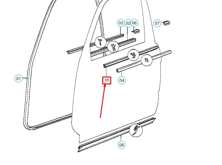 NEW BMW 5 E34 FRONT LEFT DOOR OUTER WEATHER STRIP 51211944345 1944345 ORIGINAL