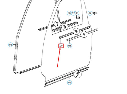 NEW BMW 5 E34 FRONT LEFT DOOR OUTER WEATHER STRIP 51211944345 1944345 ORIGINAL