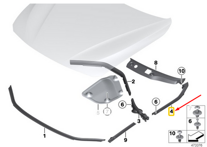 new bmw 3 gt f34 engine hood left side panel sealing 7293719 51767293719