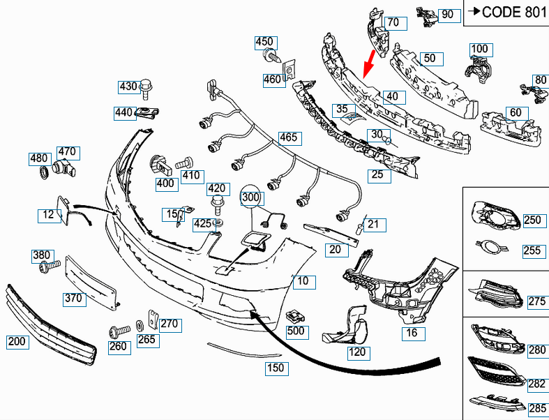 new mercedes-benz c-class w204 front bumper impact absorber a2048852337 original