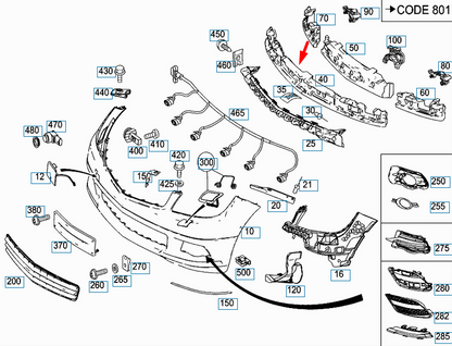 new mercedes-benz c-class w204 front bumper impact absorber a2048852337 original