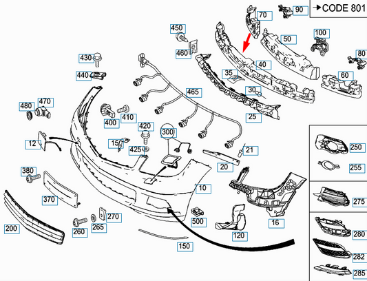 new mercedes-benz c-class w204 front bumper impact absorber a2048852337 original