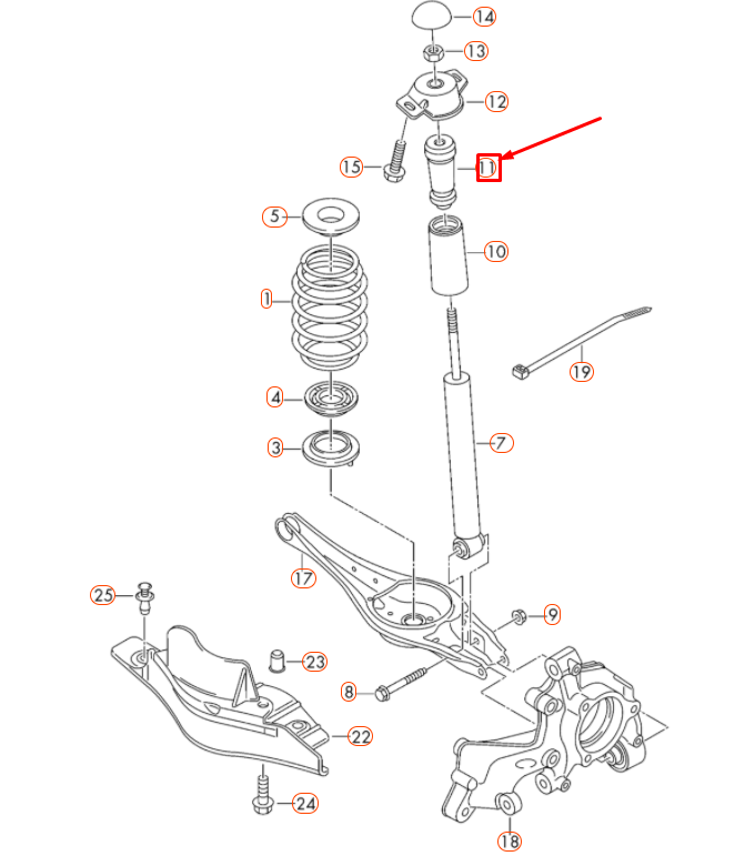 NEW VOLKSWAGEN GOLF MK7 REAR SHOCK ABSORBER STOP BUFFER 5Q0511357J ORIGINAL