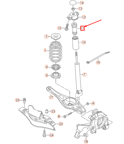 NEW VOLKSWAGEN GOLF MK7 REAR SHOCK ABSORBER STOP BUFFER 5Q0511357J ORIGINAL