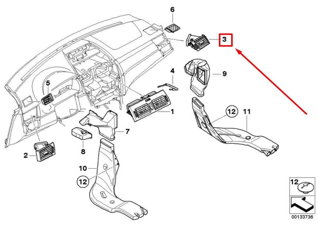 NEW BMW X3 E83 RIGHT DASHBOARD AIR VENT 64223420584 3420584 ORIGINAL