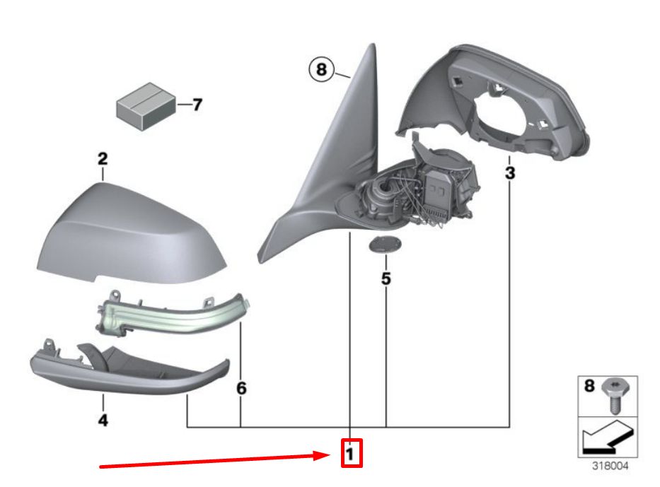 new bmw 3 f30, f80 front left door wing mirror 7245183 51167245183 original