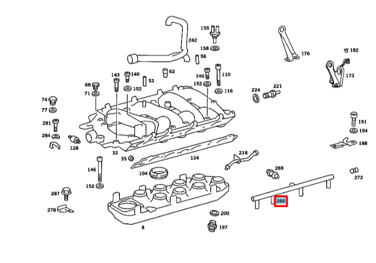 NEW MERCEDES-BENZ S W116 AIR INTAKE BREATHER HOSE A1160942582 ORIGINAL