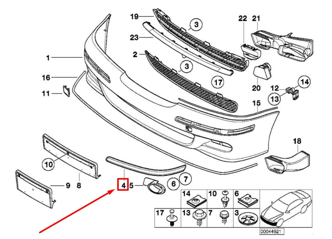 NEW BMW 5 E39 FRONT RIGHT BUMPER RUB STRIP 51117894140 7894140 ORIGINAL