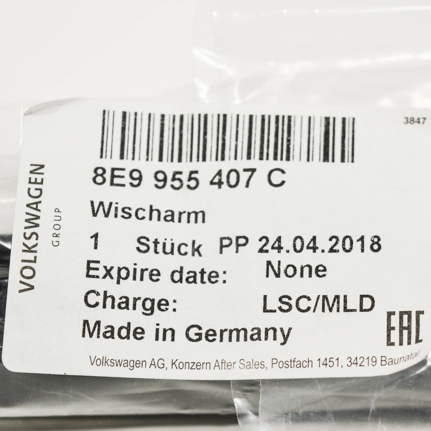 NEW AUDI A4 B7 REAR WINDOW WIPER ARM 8E9955407C 2007 ORIGINAL