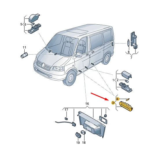 NEW VW TRANSPORTER T5 ENTRY LIGHTING 7E5947415E72A