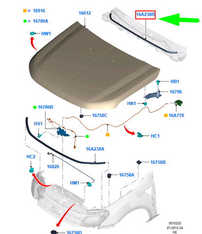 new ford ranger mk3 front hood weatherstrip seal 1721415 original