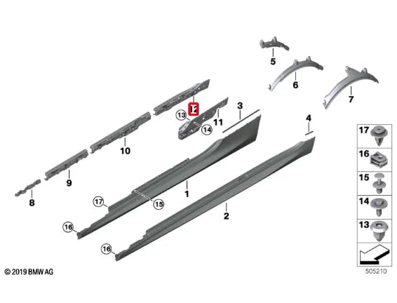 NEW BMW M8 GRAN COUPE G16 F93 REAR RIGHT SIDE SKIRT HOLDER 51777497730 ORIGINAL