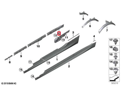 NEW BMW M8 GRAN COUPE G16 F93 REAR RIGHT SIDE SKIRT HOLDER 51777497730 ORIGINAL