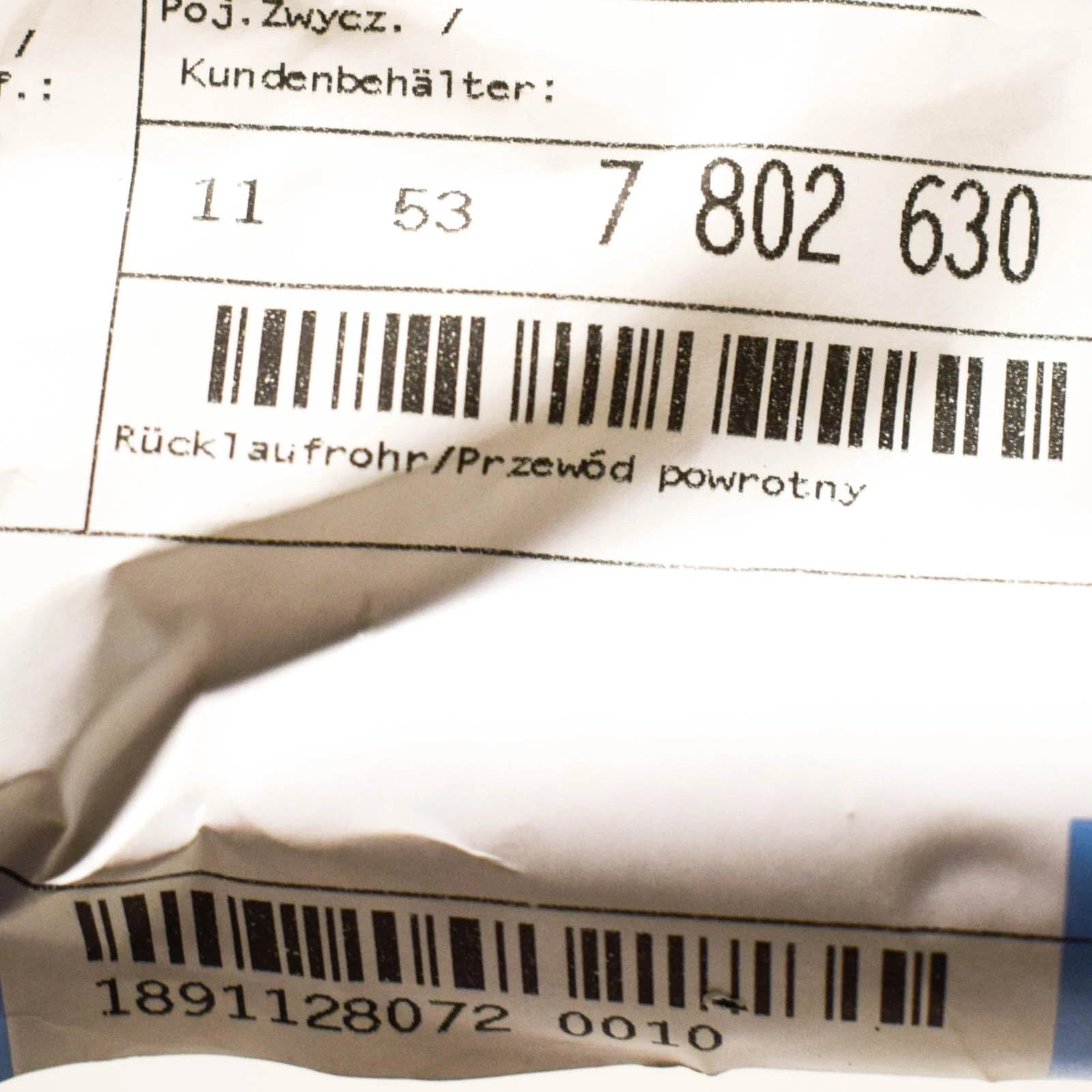 NEW BMW 3 E46 WATER HOSE RETURN PIPE 11537802630 7802630 ORIGINAL