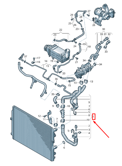 new vw t-cross c1 engine coolant hose 2q0122049n original